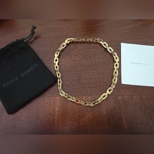 NEW EDDIE BORGO SUPRA CHAIN LINK GOLD TONE NECKLACE WITH BAG AND CARD